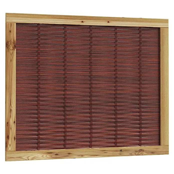 T & J Sichtschutzelement Fako - 120 x 100 cm, Braun - Holzrahmen mit rotem Geflechtseinsatz, ein dekoratives Element für Innenräume, das natürliche Texturen und Wärme ins Zuhause bringt.