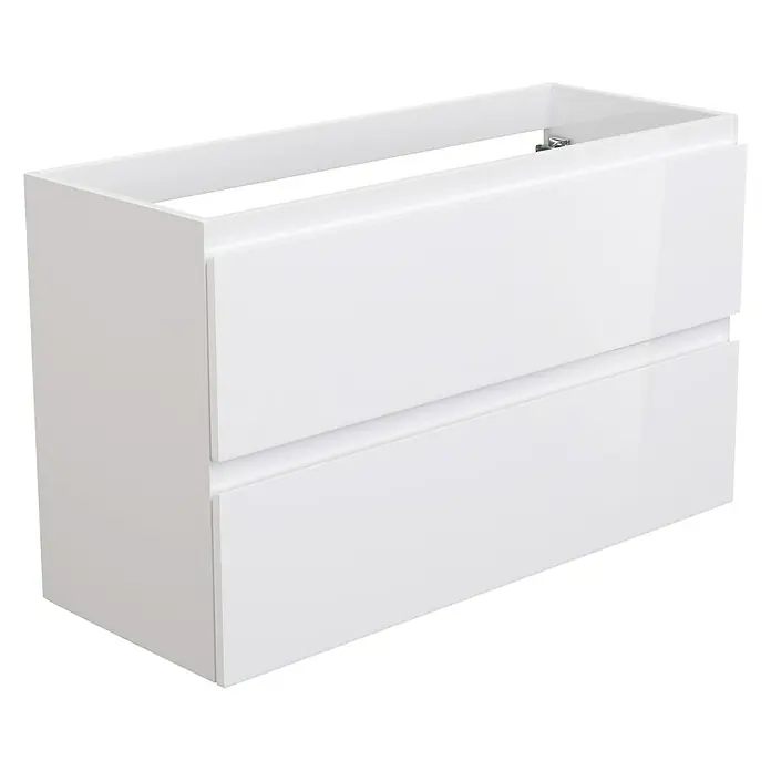 Camargue Espacio Waschtischunterschrank - 100 x 40 x 60 cm, 2 Schubkästen, Gama weiß glänzend - Weißer Waschtischunterschrank mit zwei Schubladen für ein modernes Badezimmerdesign. Praktische Badmöbel zur Aufbewahrung.