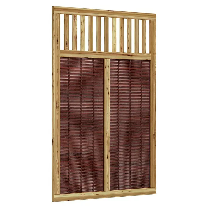 T & J Sichtschutzelement Vesuv - 120 x 180 cm, Braun - Holzpaneel mit geflochtenem Einsatz für dekorative Zwecke. Ideal für Garten oder als Raumteiler, um Privatsphäre zu schaffen und Struktur zu geben.