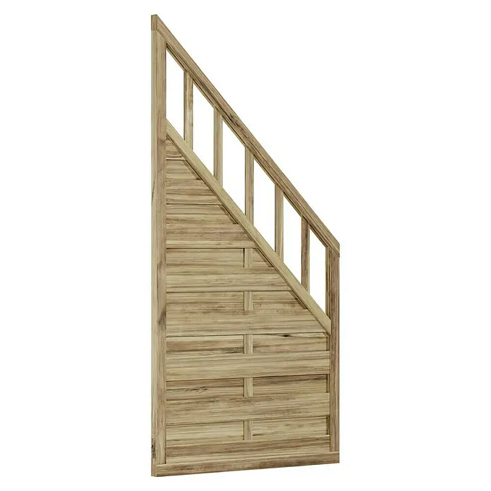 T & J Sichtschutzelement Freiburg - 90 x 90/180 cm, Braun - Holzzaun mit schrägem Oberteil und waagerechten Brettern, die ein dekoratives Muster bilden. Ideal für Garten und Terrasse.