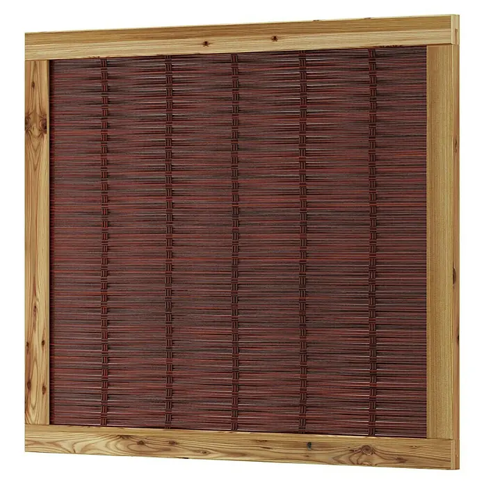 T & J Sichtschutzelement Fako - 120 x 100 cm, Braun - Ein dekoratives Flechtpaneel mit einem Holzrahmen. Die roten und braunen Farbtöne des Flechtwerks erzeugen ein warmes Ambiente.