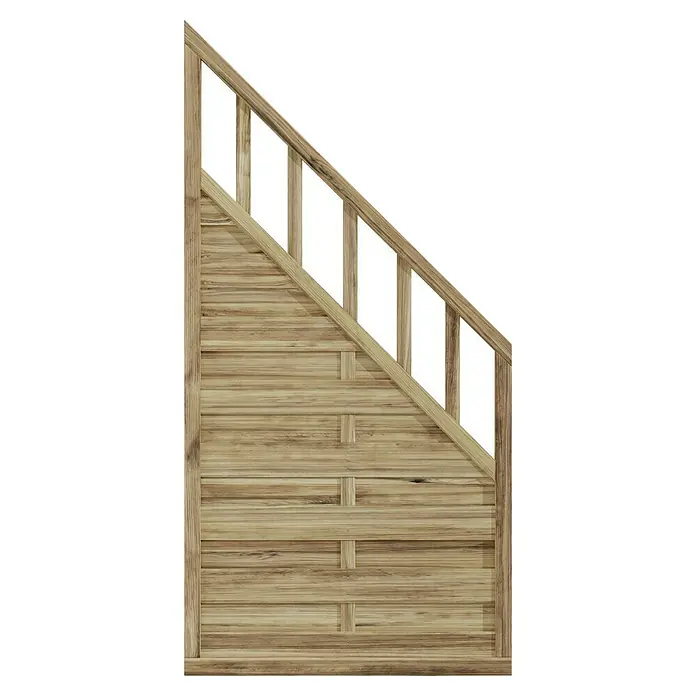 T & J Sichtschutzelement Freiburg - 90 x 90/180 cm, Braun - Holzzaun mit schrägen Brettern und Geländer, das für einen rustikalen und natürlichen Look im Garten oder auf der Terrasse sorgt.
