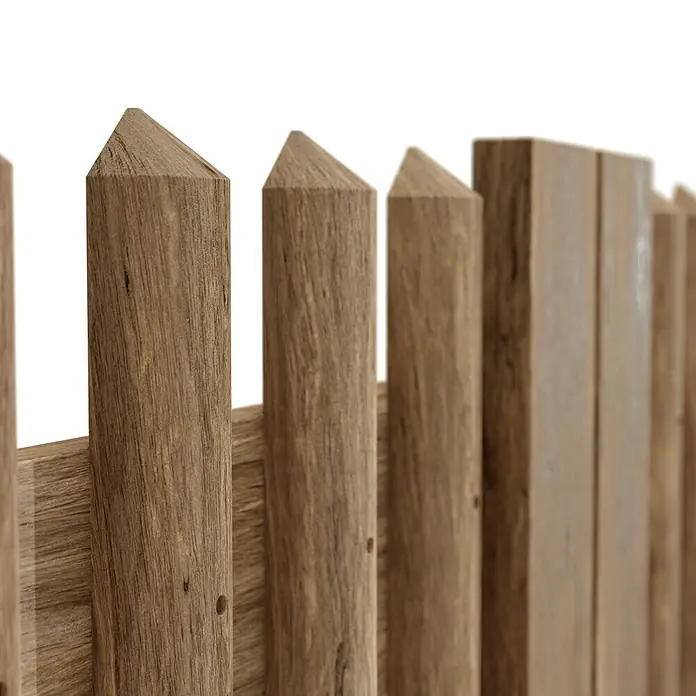 T & J Zauntor - 300 x 80 cm, Holz - Nahaufnahme eines rustikalen Holzzauns, der traditionelle Handwerkskunst und natürliche Materialien betont.\n
