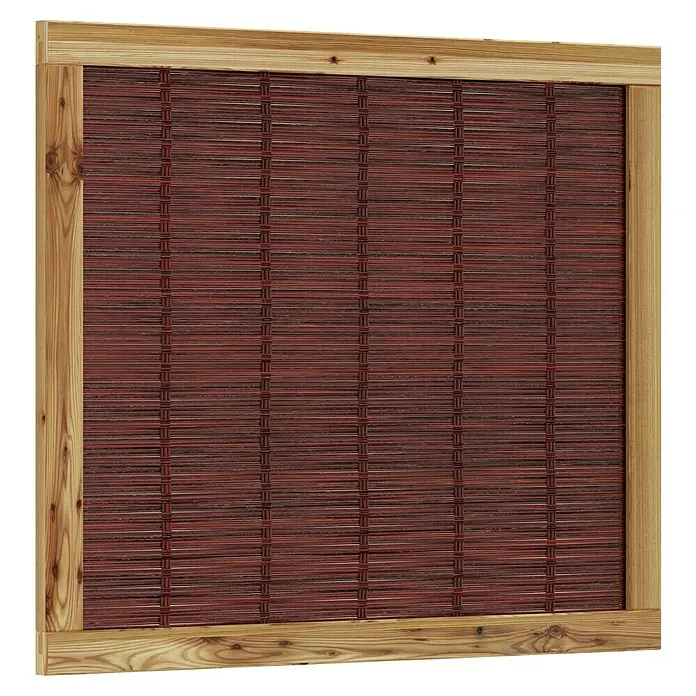 T & J Sichtschutzelement Fako - 120 x 100 cm, Braun - Holzrahmen mit einem Hintergrund aus rotem Weidengeflecht, ideal als dekoratives Element für Innen- und Außenbereiche.