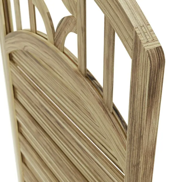 T & J Sichtschutzelement Antikzaun - B x H: 100 x 180 cm, Braun - Detailaufnahme eines Paravents aus hellem Holz mit dekorativen Ausschnitten und Lamellenstruktur, Fokus auf die Holzverbindungen.
