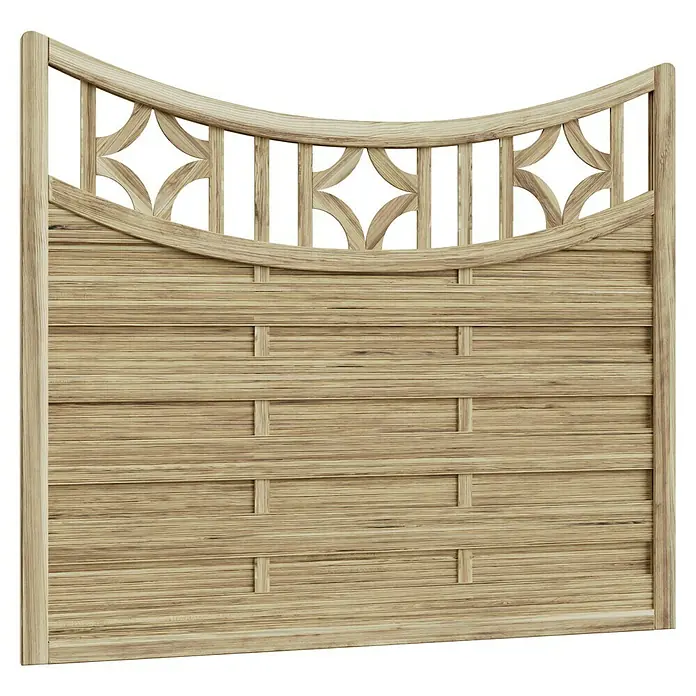 T & J Sichtschutzelement Antikzaun - B x H: 180 x 160 cm, Braun - Elegantes Holzzaunelement mit dekorativem Oberteil und horizontaler Bretterstruktur für stilvolle Gartengestaltung.