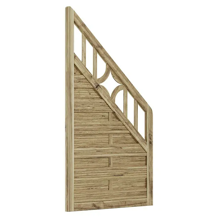 T & J Sichtschutzelement Antikzaun - 90 x 90/180 cm, Braun - Detailansicht eines Holzzauns mit Rautenmuster und horizontalen Holzlatten, der natürliche Charme und rustikale Eleganz vereint.