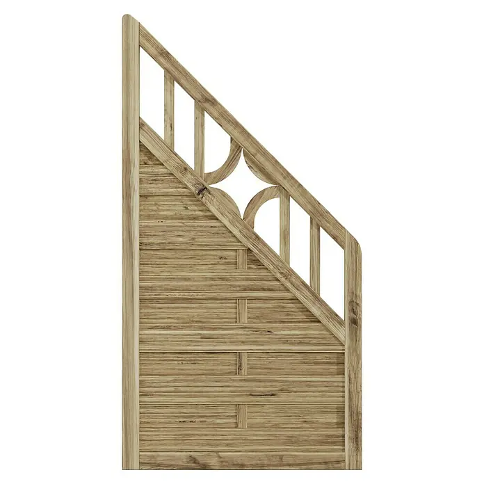 T & J Sichtschutzelement Antikzaun - 90 x 90/180 cm, Braun - Ein dekoratives Holztor mit einem diagonalen Gittermuster und horizontalen Brettern bietet rustikale Eleganz und Privatsphäre für jeden Garten.