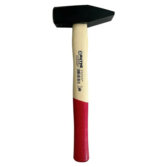 Alpha Tools Martillo de cerrajero - 1.000 g, Acero - Martillo de la marca Ruthe, ideal para artesanos. Esta herramienta tiene un mango de madera y una cabeza negra.