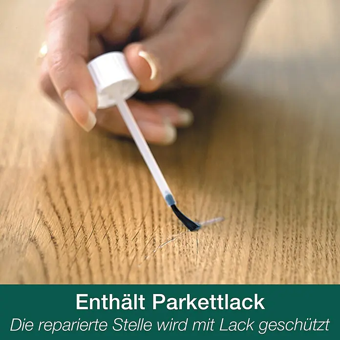 Bona Home Reparatur-Set - Esche/Fichte, 4 -tlg. - Lackstift zur Reparatur von Parkettkratzern. Das Produkt enthält Parkettlack, um beschädigte Stellen zu schützen und auszubessern.