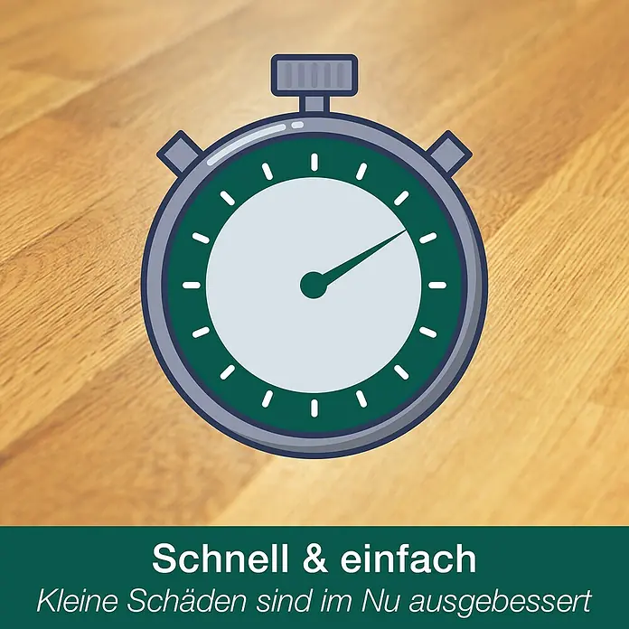 Bona Home Reparatur-Set - Esche/Fichte, 4 -tlg. - Die Abbildung zeigt eine Stoppuhr, die für Schnelligkeit und einfache Reparatur von Schäden steht.