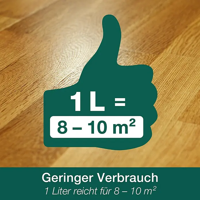 Bona Home Parkettlack Classic - 4 l, Farblos, Glänzend - Daumen hoch: 1 Liter reicht für 8–10 m². Geringer Verbrauch des Produkts für eine große Fläche. Ideal für sparsames Reinigen.