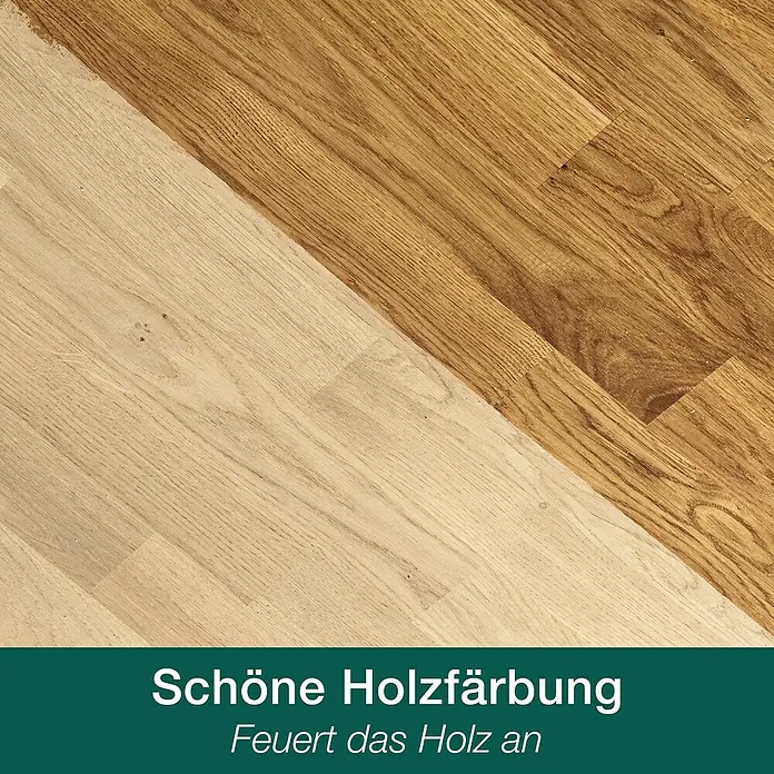 Bona Home Parkett-Grundierung - 1 l, Farblos - Holzlasur Vergleich: Vorher (hell) und Nachher (dunkel). Schöne Holzfärbung, die das Holz anfeuert für intensivere Farben.