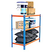 Simonrack Simonclick Estantería metálica Simonclick Mini (L x An x Al: 50 x 80 x 90 cm, Capacidad de carga: 180 kg/balda, Número de baldas: 3 ud., Azul/Naranja)