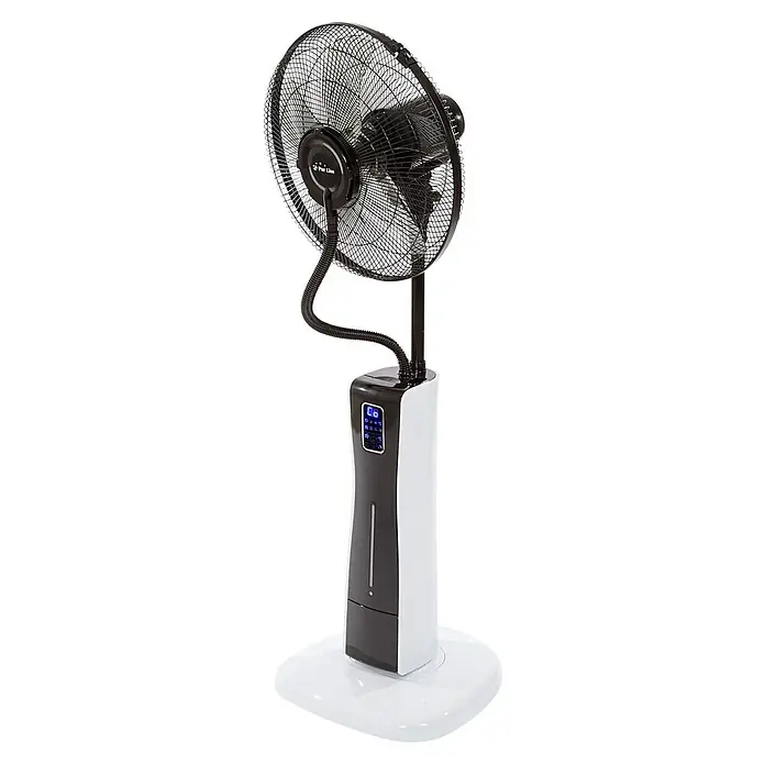 Purline Misty Ventilador de pie 2 - Blanco, Altura: 130 cm - Ventilador de torre con función de nebulización, con un cabezal redondo, una carcasa esbelta y una base redonda.
