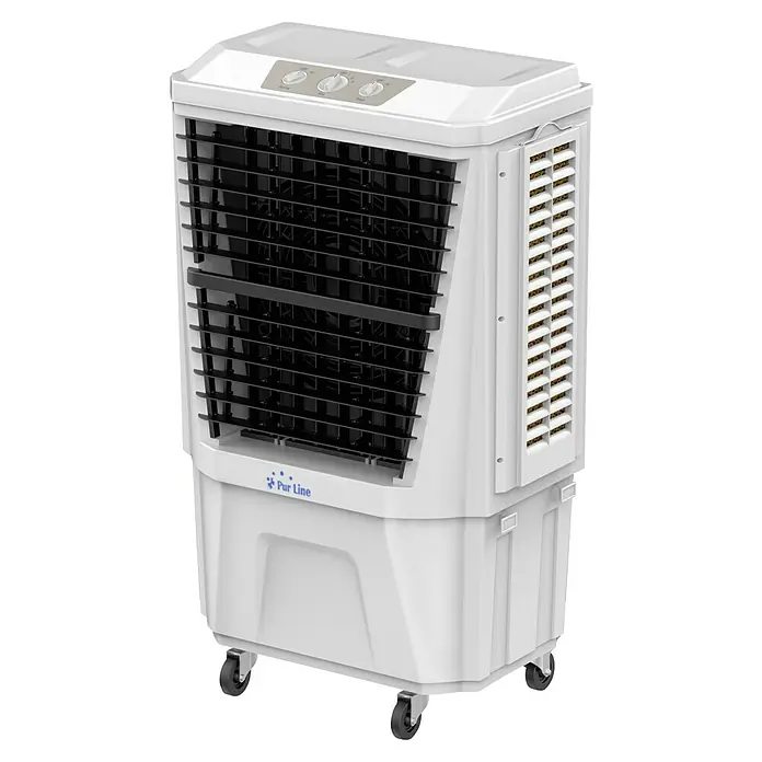 Purline Rafy Climatizador evaporativo 180 - Blanco, Altura: 118 cm, 160 W - Enfriador evaporativo móvil Pur Line blanco con controles superiores y ruedas para facilitar la movilidad.