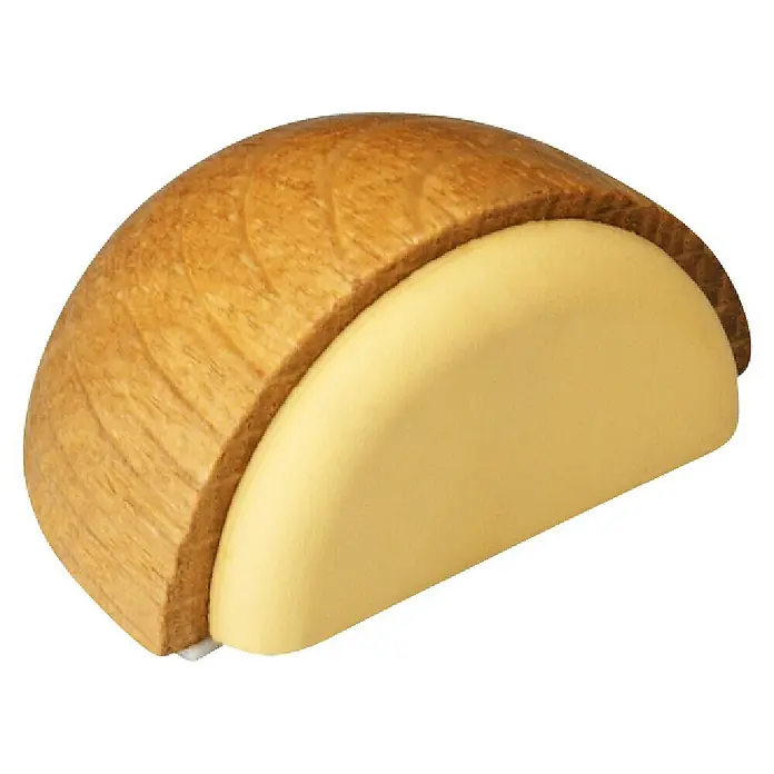 Inofix Tope de puerta 2039 - Madera, Roble, 1 ud. - Este tope para puerta está hecho de madera y goma y tiene una forma semicircular para mantener las puertas abiertas.