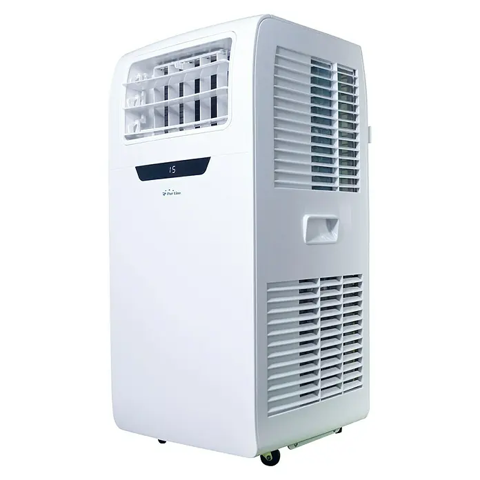 Purline Aire acondicionado portátil Cooly 9000A - 2.600 W, Tamaño de la estancia: 20 m², Blanco - Primer plano de un aire acondicionado portátil Pur Line blanco.