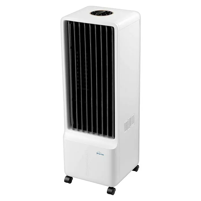Purline Rafy Climatizador evaporativo SC - Blanco/Negro, Altura: 79 cm, 140 W - Enfriador de aire blanco de Pur Line con rejillas y ruedas para facilitar el transporte. Perfecto para los días calurosos.