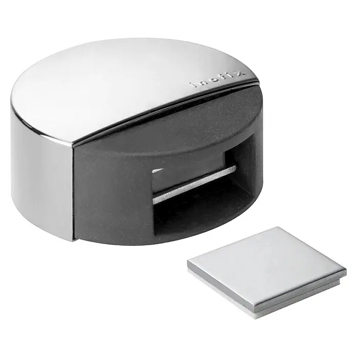 Inofix Tope de puerta 2037 - Acero inoxidable, Cromo - Tope de puerta magnético cromado moderno, ideal para mantener las puertas bien abiertas y evitar daños en las paredes.