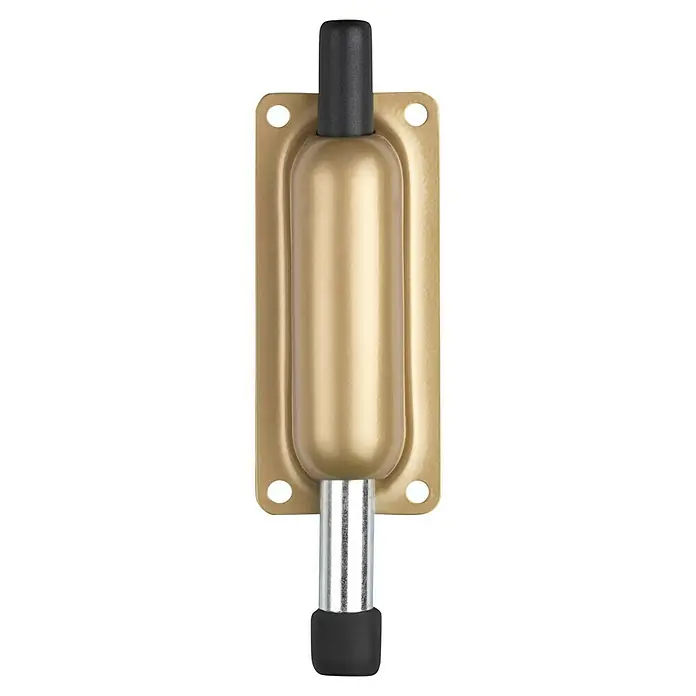 Inofix Tope fijador - L x An x Al: 25 x 44 x 154 mm, Atornillado, Oro - Tope de puerta de metal con punta de goma, ideal para proteger paredes y puertas. Práctico y discreto.