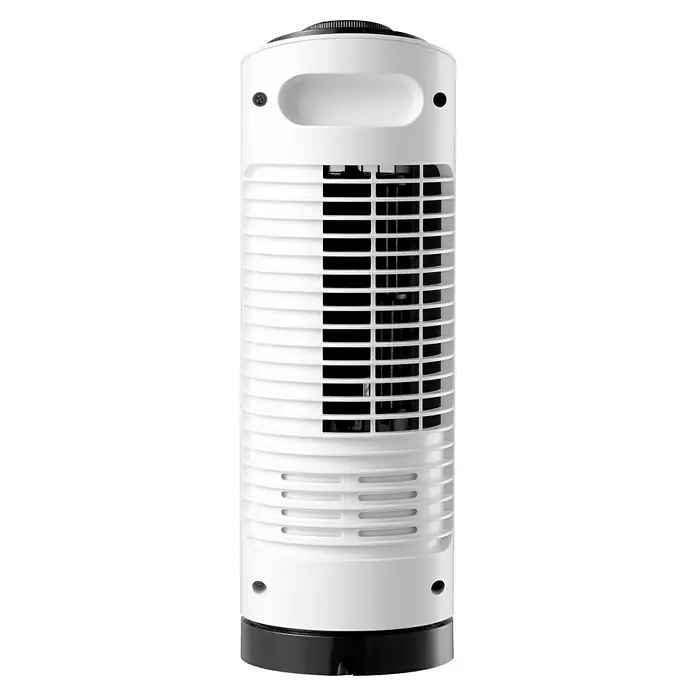 Purline Venty Ventilador de torre TO 10 - Blanco, 33 cm - Un elegante ventilador de torre blanco con base negra y asa superior, perfecto para refrescar cualquier habitación.