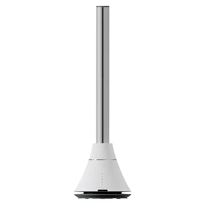 Purline Venty Ventilador de torre TO 110 - Blanco, 100 cm - Elegante campana extractora blanca y plateada. Diseño moderno para una cocina elegante y eliminación eficaz de humos.
