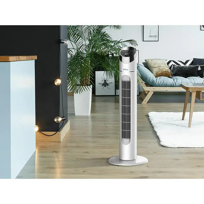 Purline Venty Ventilador de torre TO 40 - Blanco, 90 cm - Elegante ventilador de torre con pantalla digital que realza una estancia moderna. Refresca el ambiente y aporta un toque de estilo a cualquier espacio.