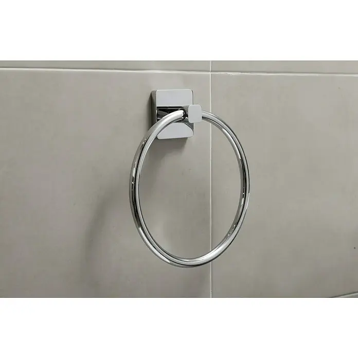 Tatay Kalo Toallero de anilla - Ancho: 19,5 cm, Cromo - Toallero de aro de metal cromado montado en la pared, ideal para cualquier baño.