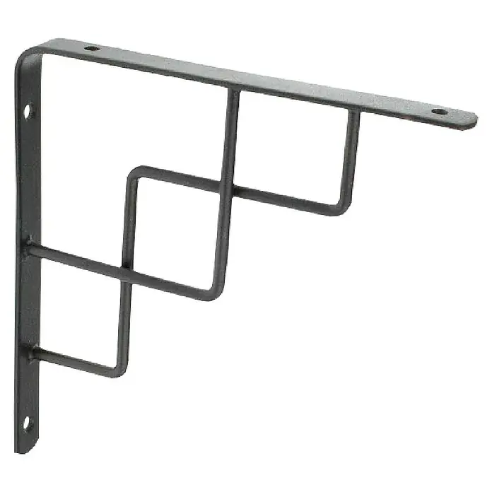Rei Escuadra de soporte 1462 - L x An x Al: 20 x 20 x 2 cm, Gris - Soporte de estante de metal negro con diseño decorativo y cuadrado para un montaje resistente en la pared.