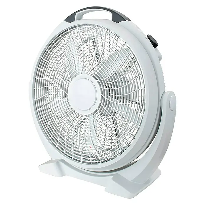 Purline Venty Ventilador de suelo industrial 110 - 100 W, Blanco, 60 cm - Ventilador portátil blanco con marco redondo y asa gris, ideal para la refrigeración personal y la circulación de aire.