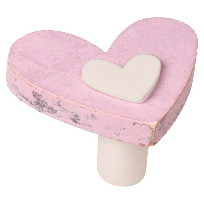 Nesu Tirador para muebles Corazón Shabby (L x An x Al: 5,4 x 4,6 x 3,2 cm, Madera)