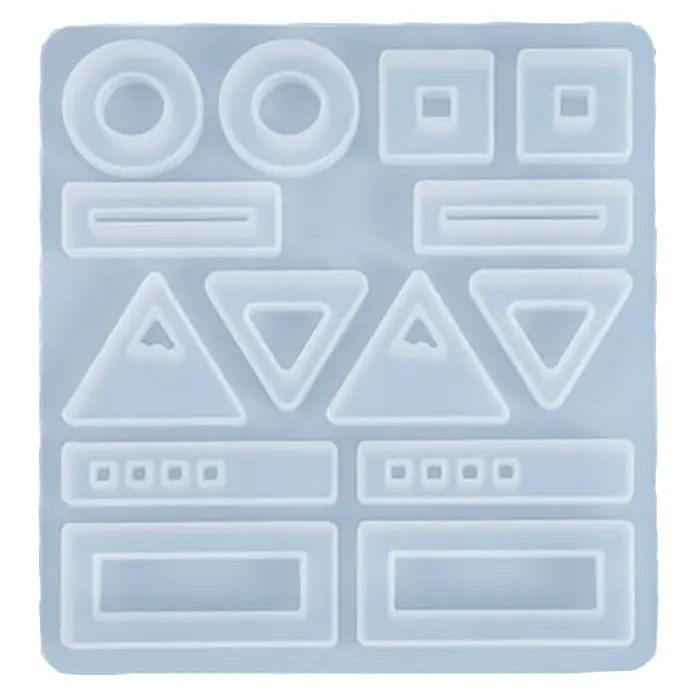 Fleur Molde Pendientes clásicos - Silicona - Molde de silicona con diversas formas para hacer joyas, incluyendo círculos, cuadrados, triángulos y rectángulos, ideal para proyectos de bricolaje.