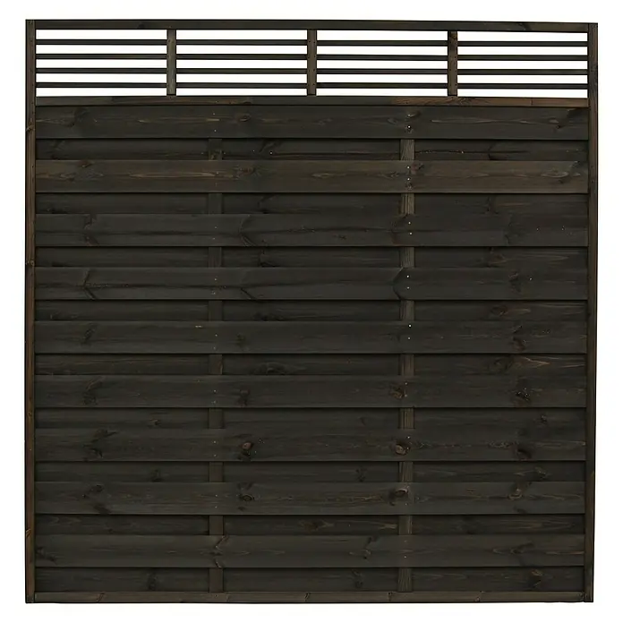 Andrewex Sichtschutzelement Wien - B x H: 180 x 180 cm, Anthrazit - Holzzaun mit waagerechten Brettern und Lattenzaun-Element oben für mehr Privatsphäre und eine ansprechende Optik.