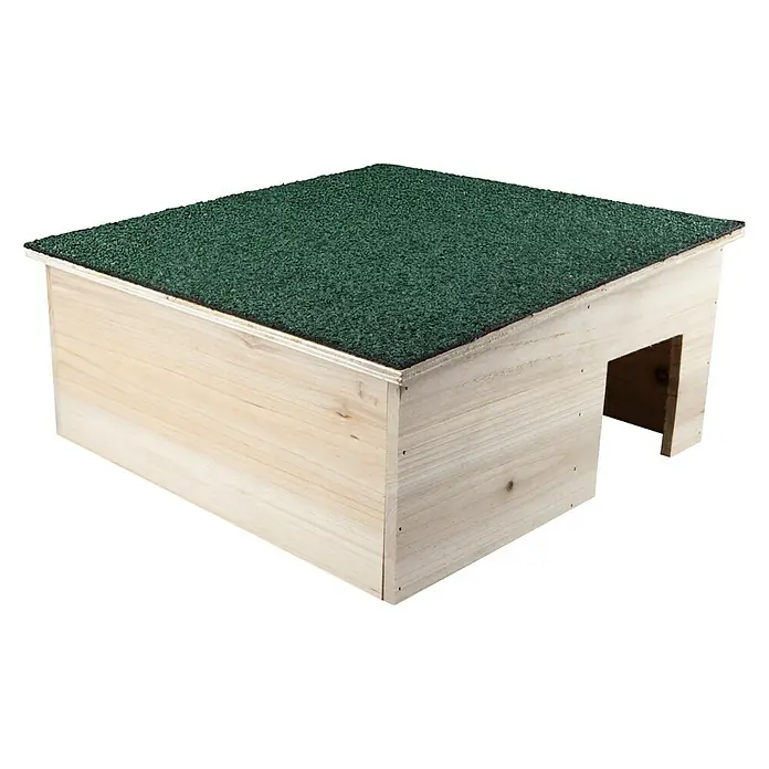 Windhager Igelhaus - L x B x H: 38 x 38 x 18 cm - Ein hölzernes Igelhaus mit einem grünen Dach, das einen sicheren Unterschlupf bietet. Ideal für den Garten, um Igel zu schützen.