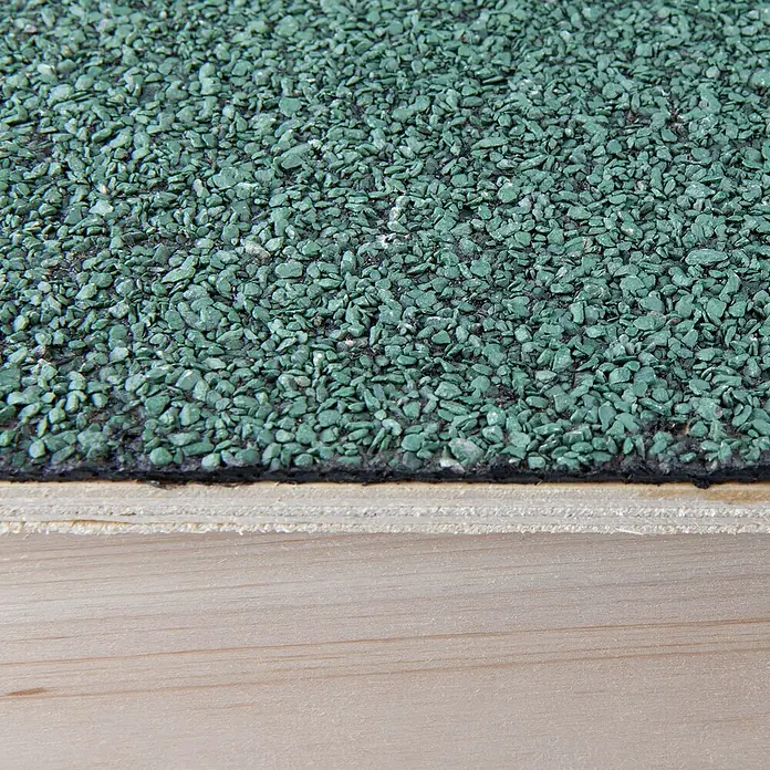 Windhager Igelhaus - L x B x H: 38 x 38 x 18 cm - Nahaufnahme eines grünen Dachschindelmusters, das die Textur und die Materialzusammensetzung hervorhebt.