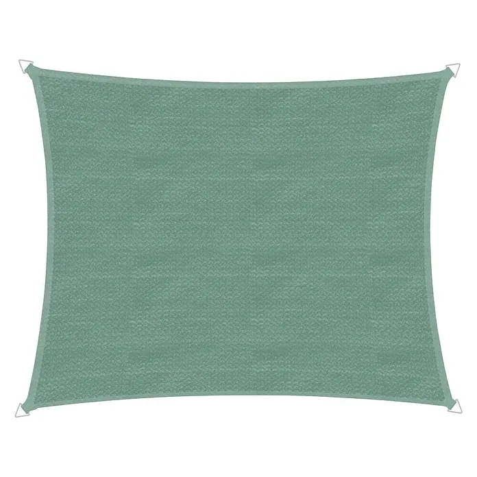 Windhager Sonnensegel Capri - L x B: 4 x 5 m, Olive, Rechteckig - Rechteckiges, grünes Sonnensegel mit weißen Kanten und Befestigungsösen. Es schützt vor Sonne und spendet Schatten im Freien.