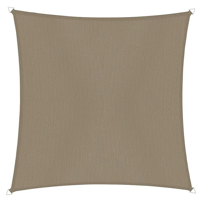 Windhager Sonnensegel - Taupe, B x L: 4 x 4 m - Viereckiges Sonnensegel in Beige mit Stahlringen an den Ecken, ideal für Garten und Terrasse.