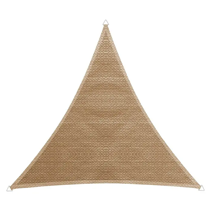 Windhager Sonnensegel Capri - L x B: 5 x 5 m, Schilf, Dreieckig - Dreieckiges Sonnensegel in Sandfarbe mit weißen Ösen für den Außenbereich.