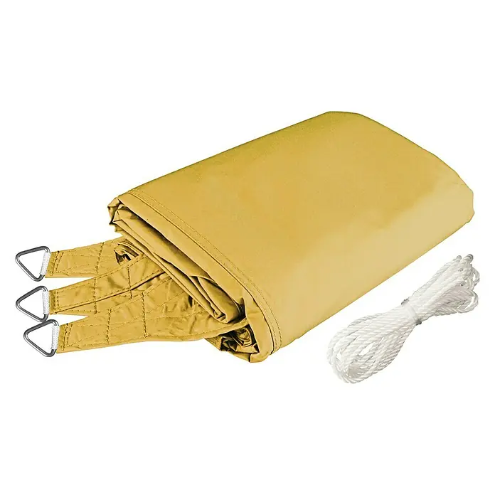 Windhager Sonnensegel Cannes - L x B: 5 x 5 m, Gelb, Dreieckig - Goldenes Sonnensegel-Set mit Befestigungsseil für effektiven Sonnenschutz im Freien.