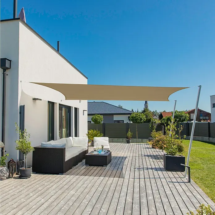 Windhager Sonnensegel - Taupe, B x L: 4 x 3 m - Stilvolles Sonnensegel spendet Schatten auf der Terrasse.