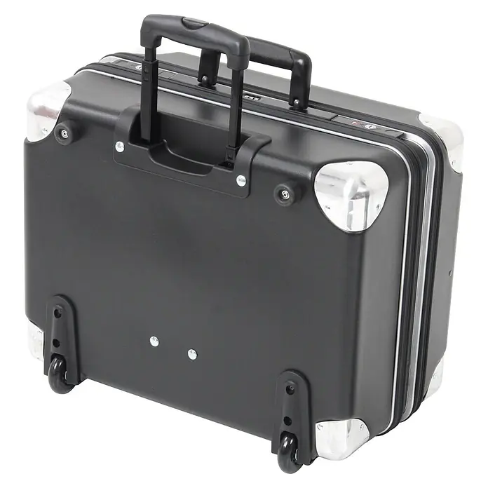 Hepco & Becker Werkzeugkoffer Robust 5770 - L x B x H: 430 x 510 x 300 mm, High Density Polyethylen (HDPE) - Schwarzer Rollkoffer mit silbernen Akzenten und Teleskopgriff für stilvolles und bequemes Reisen.