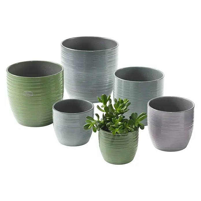 Keramik-Übertopf NOVA 4 In Beton-Grau – Ø23 Cm, Höhe 25 Cm, Moderner Pflanzentopf
