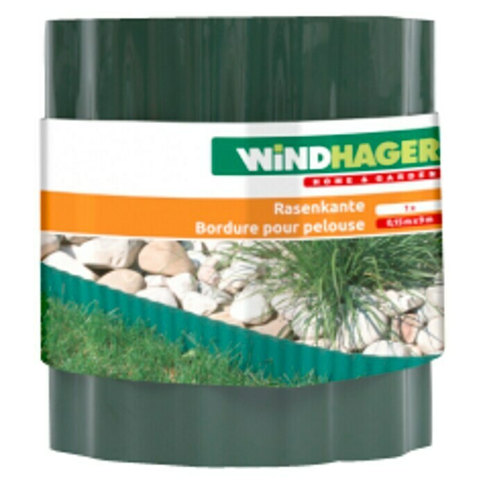 Windhager Rasenkante (Grün, L x H: 9 m x 15 cm, Kunststoff)