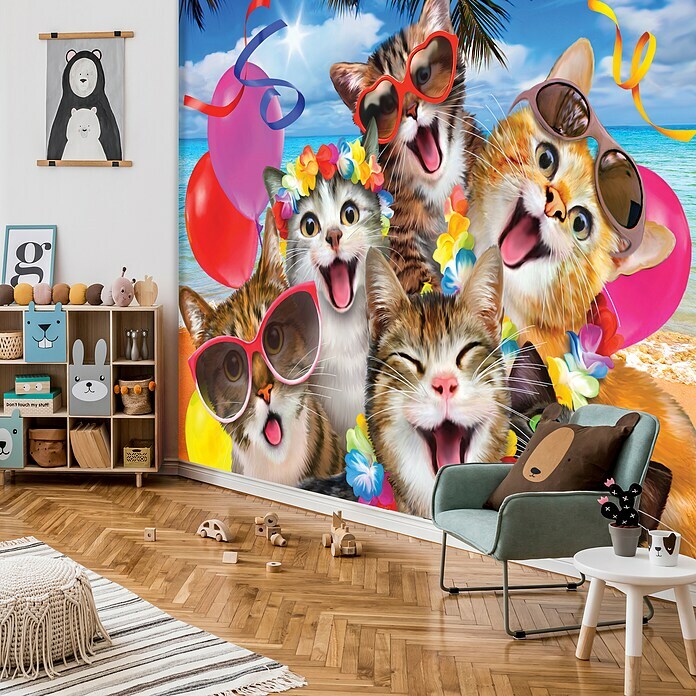 Fototapete Selfie-Katzen II (254 x 184 cm, Vlies)