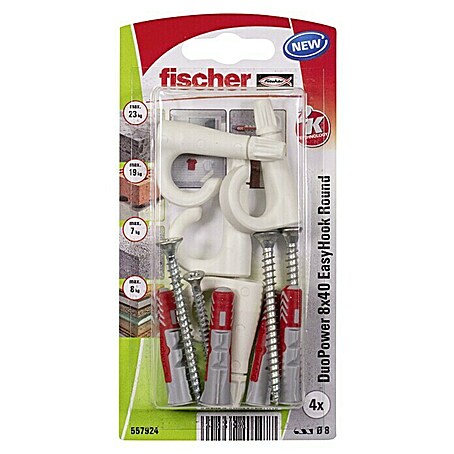 Fischer Duopower Deckenhaken (Durchmesser Dübel: 8 mm, Länge Dübel: 40 mm)