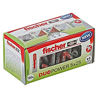 Fischer Duopower Dübelsortiment (Durchmesser Dübel: 5 mm, Länge Dübel: 25 mm, Mit Rand, Alle Baustoffe, 100 Stk.)