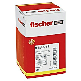 Fischer Nageldübel (Durchmesser Dübel: 6 mm, Länge Dübel: 40 mm, 50 Stk.)