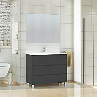 Conjunto de mueble de baño Patri (100 cm, Negro seda, 3 pzs.)