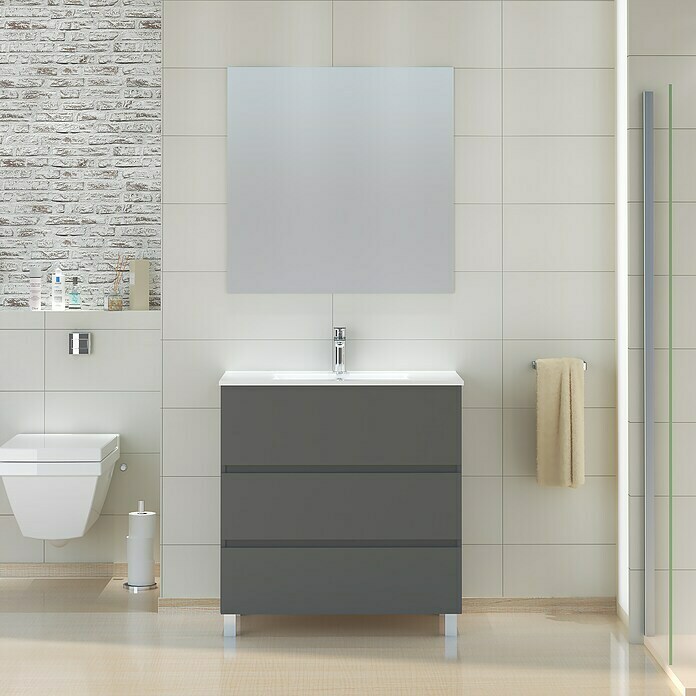 Mueble de lavabo Patri (46 x 80 x 85 cm, Gris)